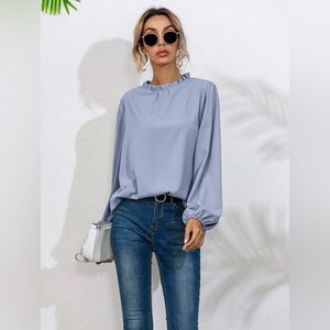 Mock Neck Bishop Sleeve Blouse